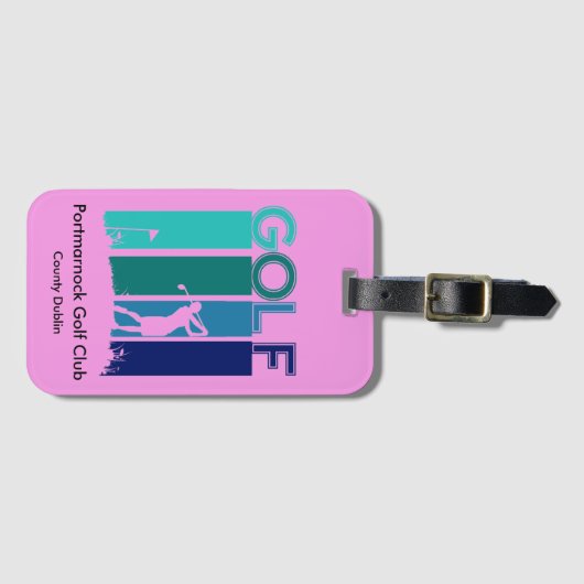 Roze Golf Bagagelabel (Voorkant (horizontaal))