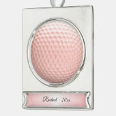 Roze Golf Ball Sport Verzilverd Banner Ornament (Links)