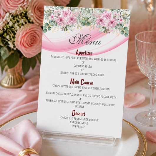 Roze golf & bloem 4.5" x 6.25" Menu