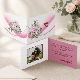 Roze golf & bloemen bruiloft bedankkaart kaart