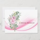 Roze golf & bloemen bruiloftsinvatie kaart (Achterkant)