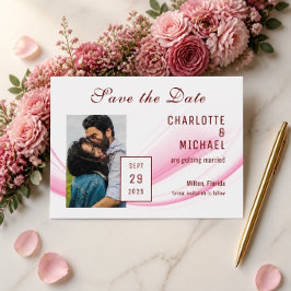 Roze Golf & Bloemige Save the Date Plat Kaart