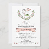 roze golf bruiloft koppels doucheuitnodiging kaart (Voorkant)