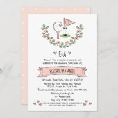 roze golf bruiloft koppels doucheuitnodiging kaart (Voorkant / Achterkant)