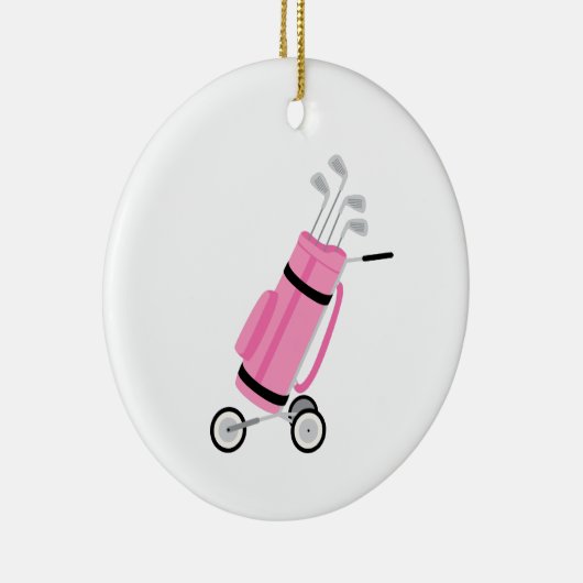 Roze Golf Caddy Keramisch Ornament (Rechts)