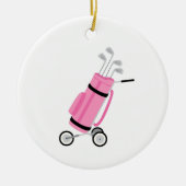 Roze Golf Caddy Keramisch Ornament (Voorkant)
