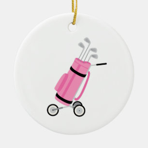 Roze Golf Caddy Keramisch Ornament