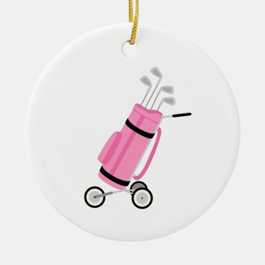 Roze Golf Caddy Keramisch Ornament (Voorkant)