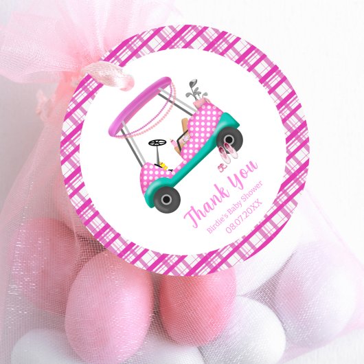 Roze Golf Cart Baby levert Baby shower Dank je wel Bedankjes Labels