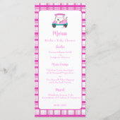 Roze Golf Cart Baby Supplies Baby shower Menu (Voorkant)