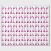 Roze Golf Cart Patroon Inpakpapier (Vlak)