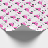 Roze Golf Cart Patroon Inpakpapier (Hoek)