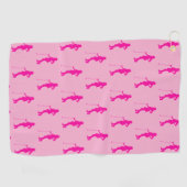Roze Golf Dame Silhouet Golf Handdoek (Horizontaal)