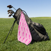 Roze Golf Dame Silhouet Golf Handdoek (Groen)