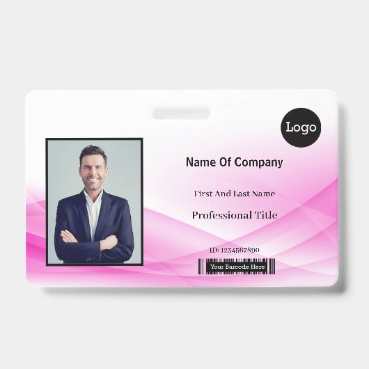 Roze Golf Design Foto Identificatie ID Badge (Voorzijde)