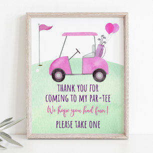 Roze Golf Eerste Verjaardag Par-t-shirt Favor Sign Poster