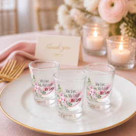Roze golf- en bloemenbruiloft favoriet shotglas shot glas