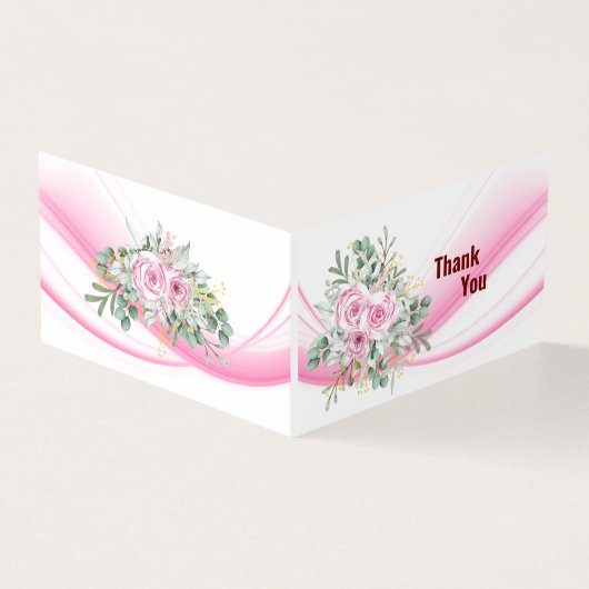 Roze golf en Floral bruiloft Hartelijk dank Kaart (Buitenkant)