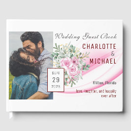 Roze Golf en Floral Weddenschap Gastenboek