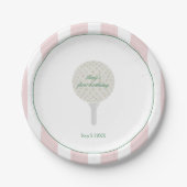 Roze golf feest papieren borden bordje (Voorkant)