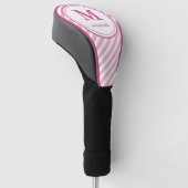 Roze | Golf | gepersonaliseerd gestreepte NAAM-mon Golfheadcover (Schuin)