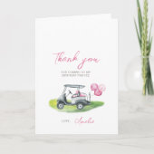 Roze Golf Gevouwen Dank u Kaart (Voorkant)