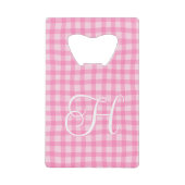 Roze Golf Gingham Meisjesachtig Krullend Kalligraf Creditkaart Flessenopener (Voorkant)