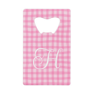 Roze Golf Gingham Meisjesachtig Krullend Kalligraf Creditkaart Flessenopener
