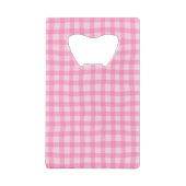 Roze Golf Gingham Meisjesachtig Krullend Kalligraf Creditkaart Flessenopener (Achterkant)