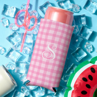 Roze Golf Gingham Meisjesachtig Krullend Kalligraf Seltzer Blikjeskoeler