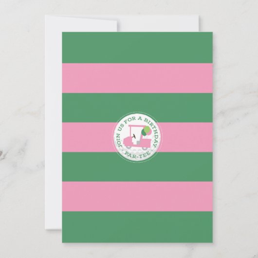 Roze Golf Hole in een verjaardag uitnodiging (Achterkant)