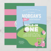 Roze Golf Hole in een verjaardag uitnodiging (Voorkant / Achterkant)
