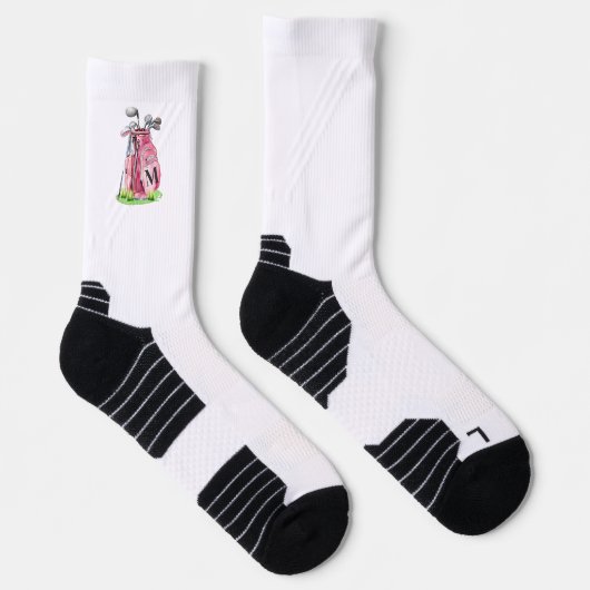 Roze golf Initiaal monogram Sokken (Rechts)
