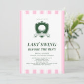 Roze Golf Laatste Swing Voor de Ring Bruidsborrel Kaart (Staand voorkant)