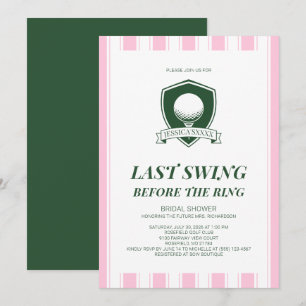 Roze Golf Laatste Swing Voor de Ring Bruidsborrel Kaart