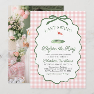 Roze Golf Laatste Swing Voor de Ring Bruidsfeest Kaart