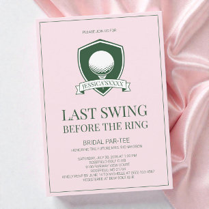 Roze Golf Laatste Swing Voor de Ring Bruiloftsfees Kaart
