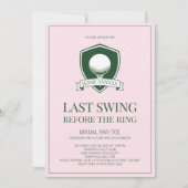 Roze Golf Laatste Swing Voor de Ring Bruiloftsfees Kaart (Voorkant)