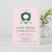 Roze Golf Laatste Swing Voor de Ring Bruiloftsfees Kaart (Staand voorkant)