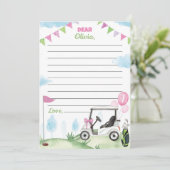 Roze Golf Meisje Tijd Capsule Notitie Bericht Kaar Bedankkaart (Staand voorkant)