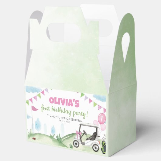 Roze Golf Meisje Verjaardag Favor Box Bedankdoosjes (Geopend)