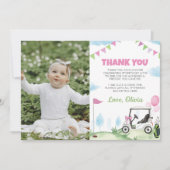 Roze Golf Meisje Verjaardag Foto Dank u Kaart (Voorkant)