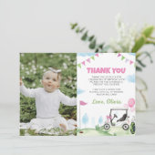 Roze Golf Meisje Verjaardag Foto Dank u Kaart (Staand voorkant)