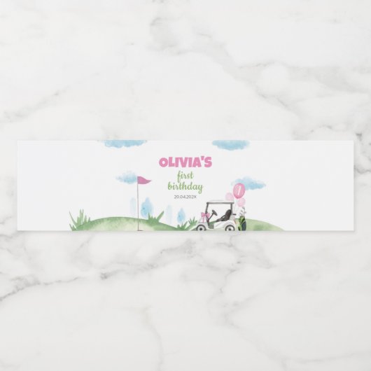 Roze Golf Meisje Verjaardagsfeestje Waterfles Labe Waterfles Etiket (Enkel label)
