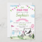 Roze Golf Meisje Verjaardagsfeestuitnodiging Alle  Kaart (Voorkant)