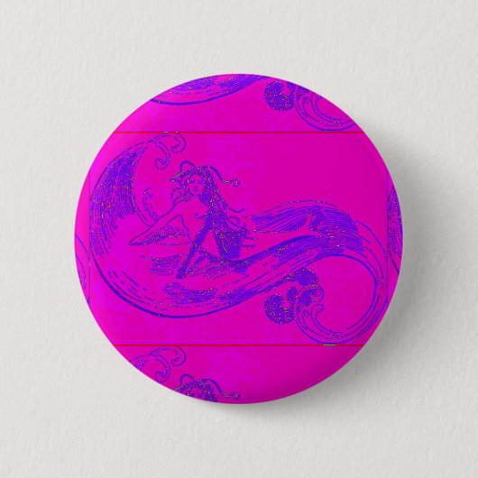 roze golf mermaid knop ronde button 5,7 cm (Voorkant)