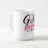 Roze Golf Moeder Hart Bal Calligrafie Koffiemok (Voorkant links)