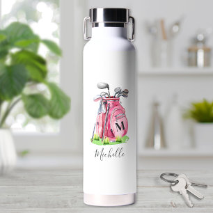 Roze Golf Naam Initiaalmonogram Waterfles