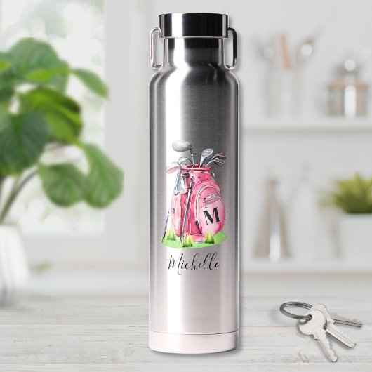 Roze Golf Naam Initialen Waterfles
