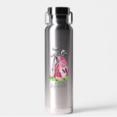 Roze Golf Naam Initialen Waterfles (Voorkant)